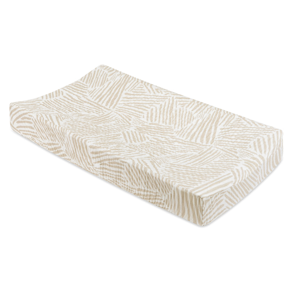 T29237,Babyletto,Oat Stripe Quilted Muslin Changing Pad Cover in GOTS Certified Organic Cotton