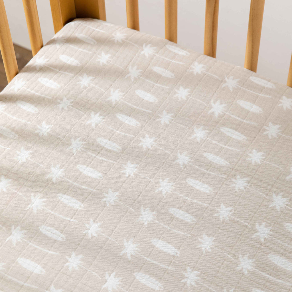 T27035,Babyletto,Beach Bum Muslin Crib Sheet in GOTS Certified Organic Cotton