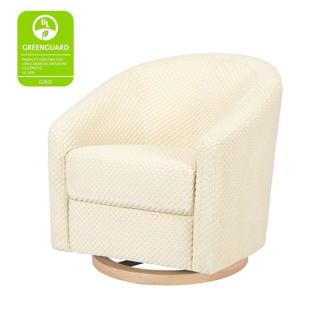 M5887IVCL,Babyletto,Madison Swivel Glider in Ivory Velvet Checker w/ Light Wood Base