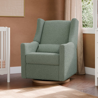 M11288STLB,Babyletto,Kiwi Glider Recliner w/ Electronic Control and USB in Sage Teddy Loop w/ Light Wood Base