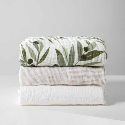 T28235,Babyletto,Olive Branches Muslin Crib Sheet in GOTS Certified Organic Cotton