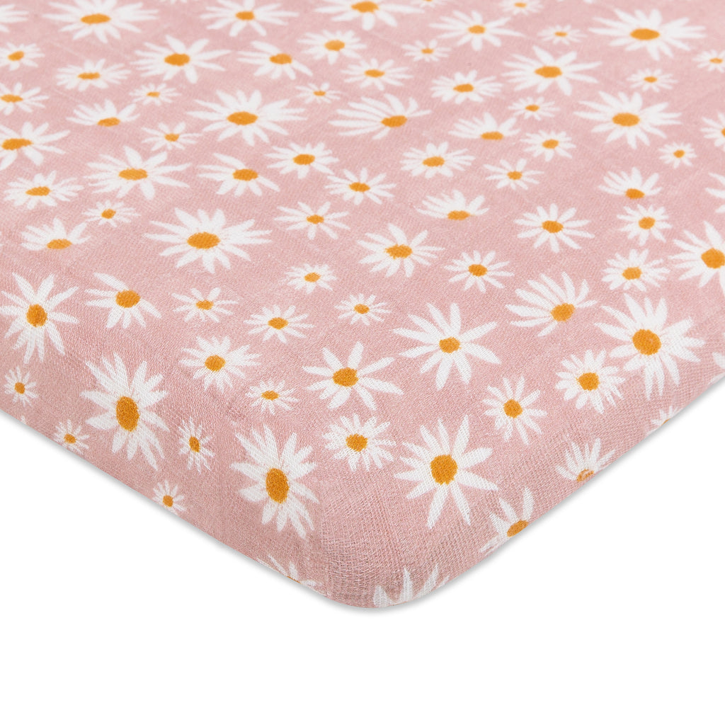 T28034,Babyletto,Daisy Muslin All-Stages Bassinet Sheet in GOTS Certified Organic Cotton