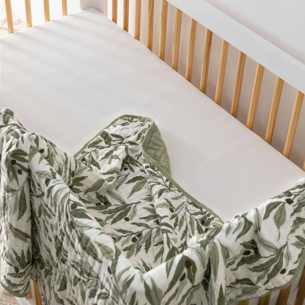 T28239,Babyletto,Olive Branches Muslin Quilt in GOTS Certified Organic Cotton