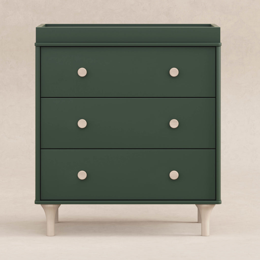 M9023FRGRNX,Babyletto,Lolly 3-Drawer Changer Dresser w/Removable Tray  Forest Green/Washed Natural