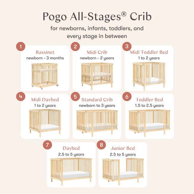 M29880BD,Babyletto,Pogo 8-in-1 Convertible Crib w/All-Stages Conversion Kits in Blonde