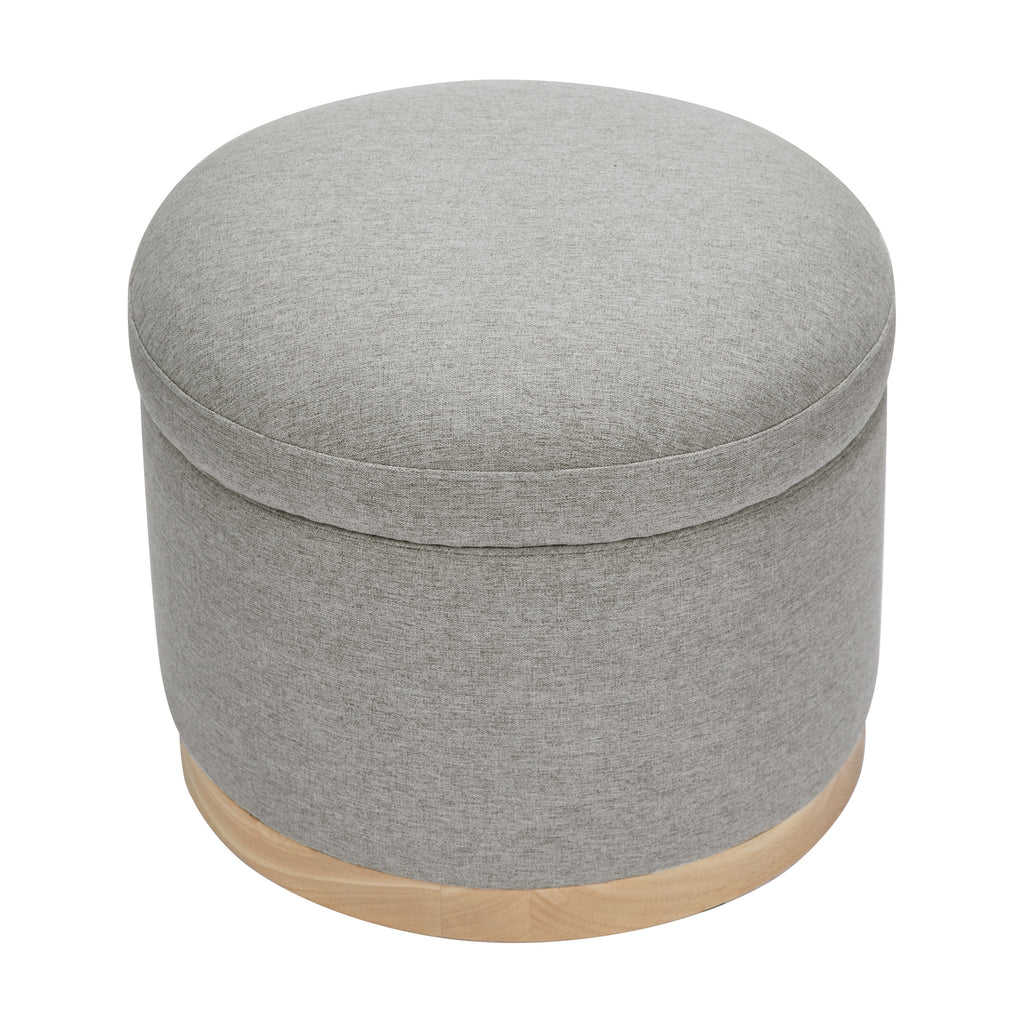 M22885PGEWLB,Babyletto,Naka Storage Ottoman in Performance Grey Eco-Weave w/ Light Wood Base