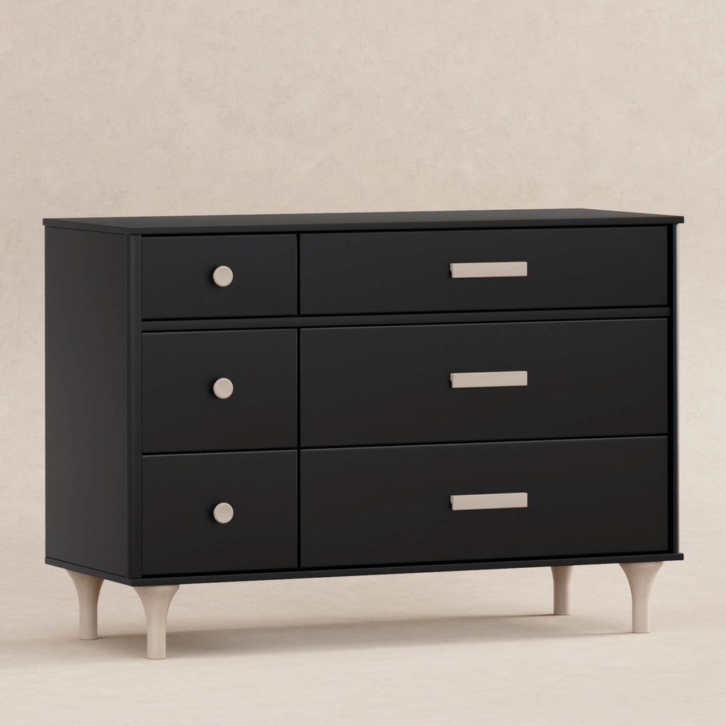 M9016BNX,Babyletto,Lolly 6-Drawer Double Dresser  Assembled in Black/Washed natural