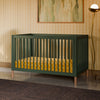 M12901FRGRBE,Babyletto,Gelato 4-in-1 Convertible Crib w/Toddler Bed Kit in Forest Green/Blonde Feet