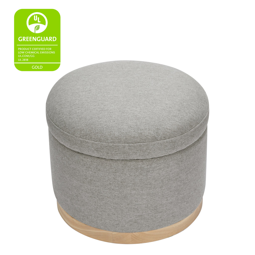 M22885PGEWLB,Babyletto,Naka Storage Ottoman in Performance Grey Eco-Weave w/ Light Wood Base