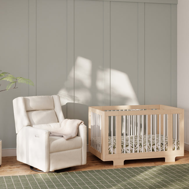 M11286PCMEW,Babyletto,Kiwi Plus Power Glider Recliner w/ Power Headrest in Performance Cream Eco-Weave