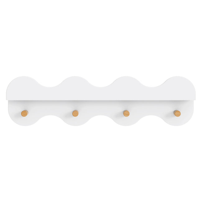 M31125WHY,Babyletto Kids,Lido Wave Book Shelf with Hooks in White and Honey