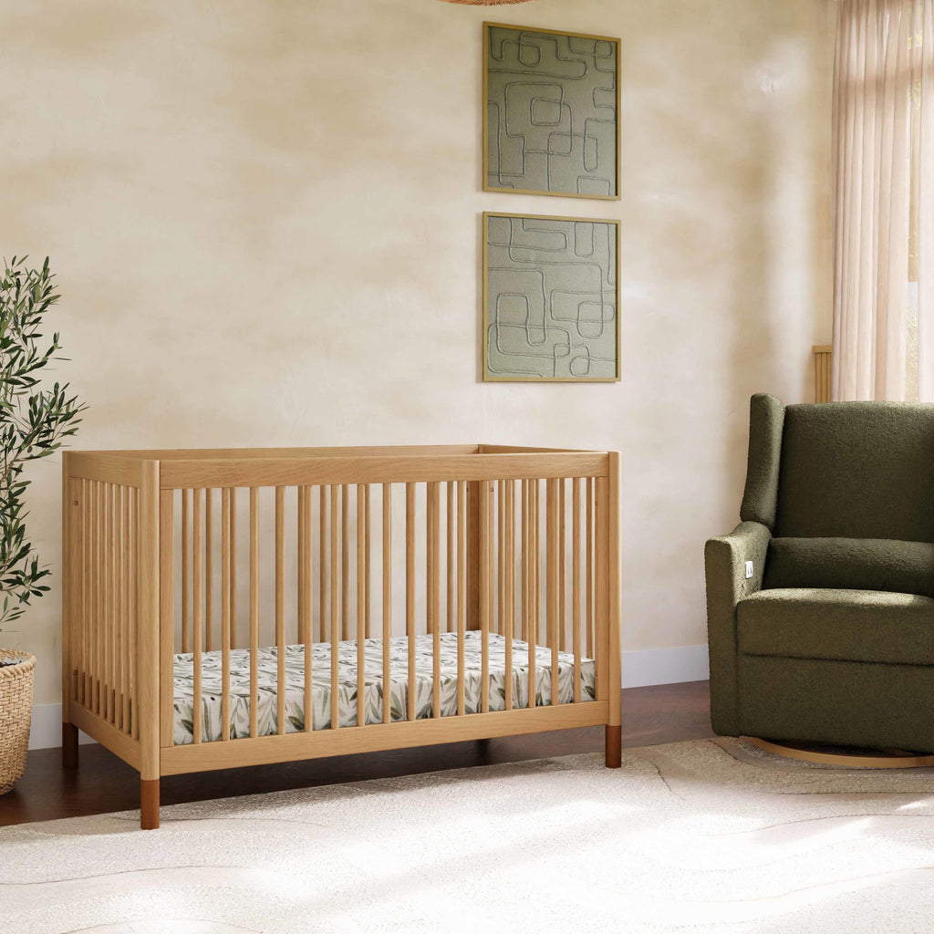 M12901HYVTL,Babyletto,Gelato 4-in-1 Convertible Crib w/Toddler Bed Kit in Honey/Vegan Tan Leather Feet