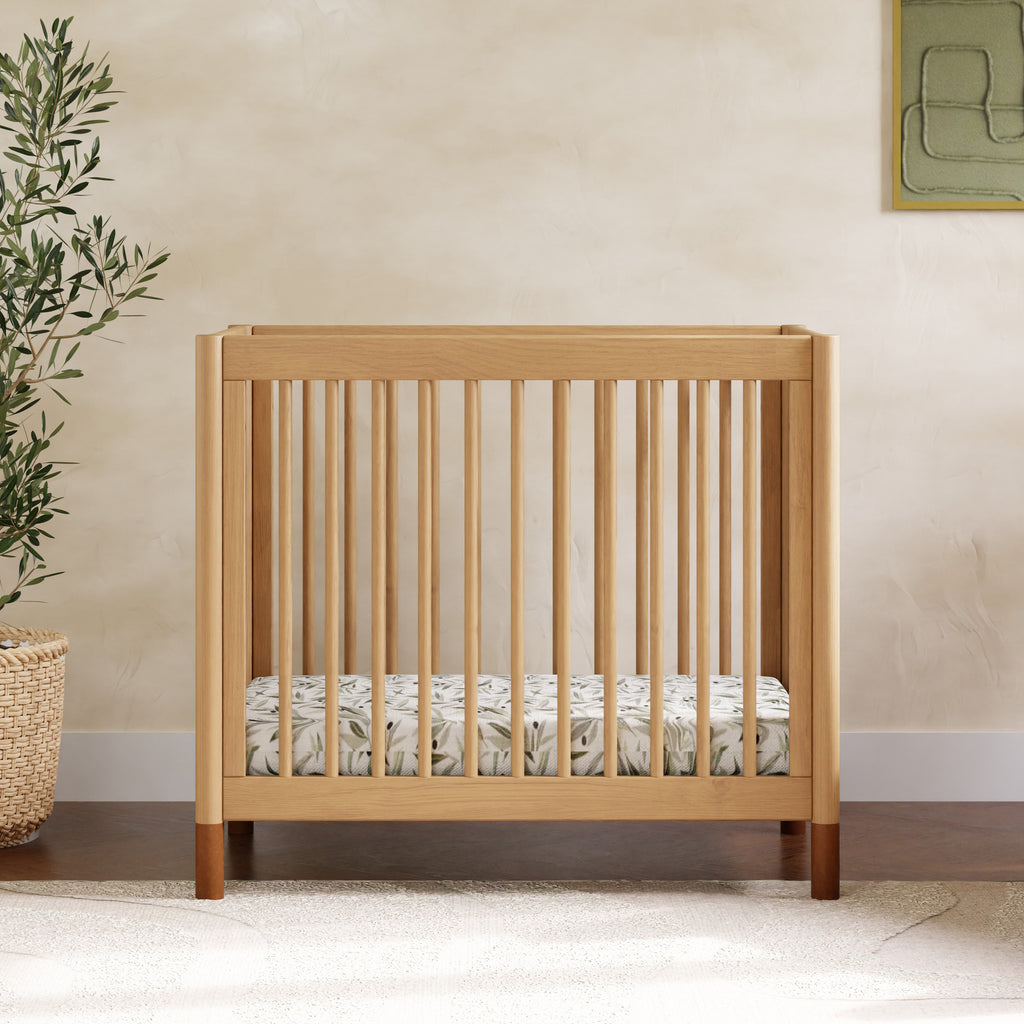 M12998HYVTL,Gelato 4-in-1 Convertible Mini Crib and Twin bed in Honey with Vegan Tan Leather Feet