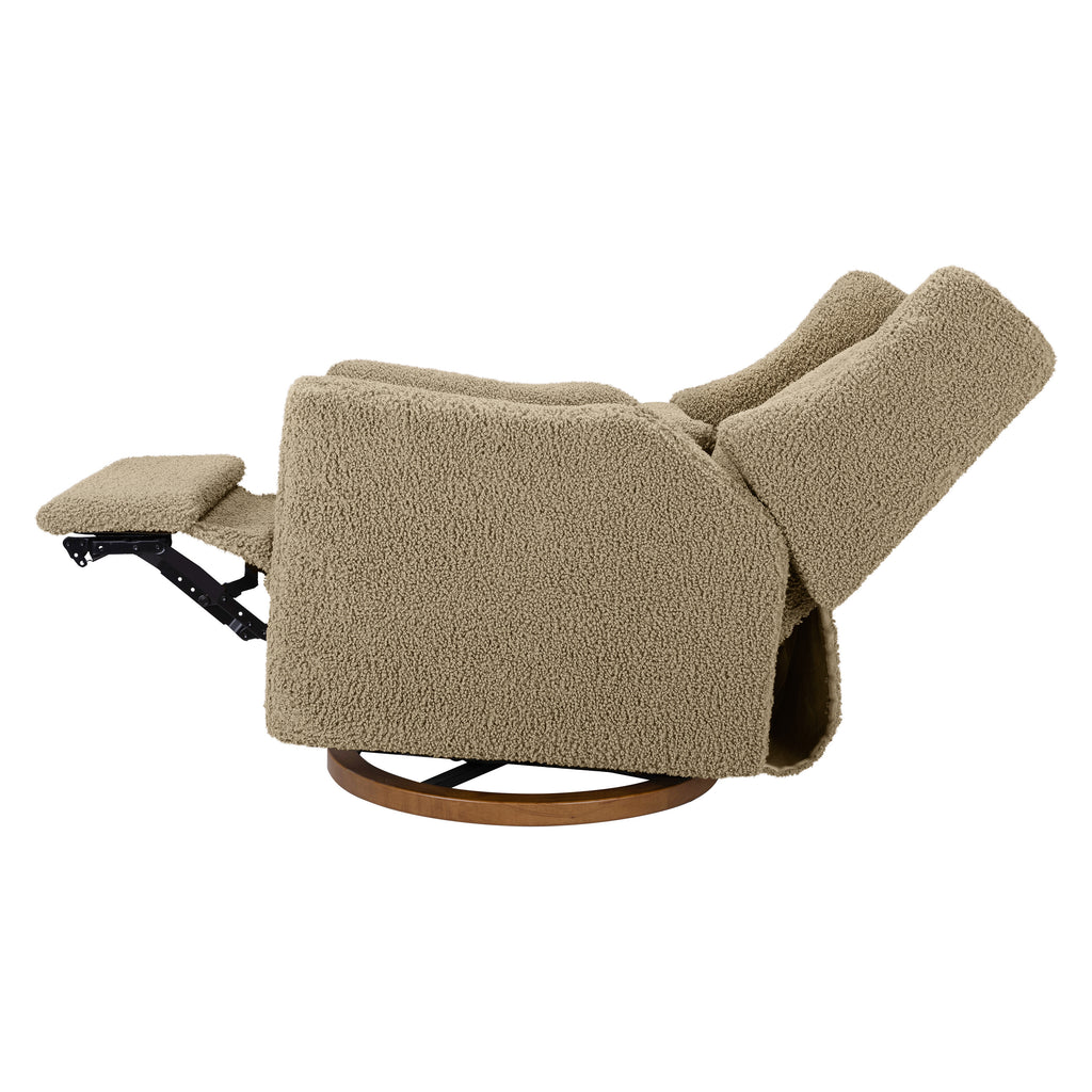 M11288LTDB,Kiwi Glider Recliner w/ Electronic Control and USB in Latte Teddy Loop w/ Dark Wood Base