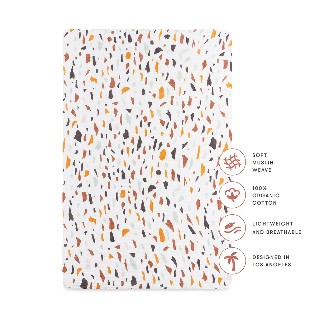 T29136,Babyletto,Terrazzo Muslin Mini Crib Sheet in GOTS Certified Organic Cotton