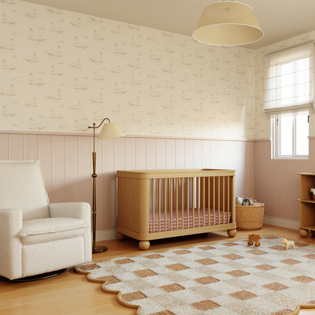 M20977CMSG,Babyletto,Cali Flange Gliding Swivel Recliner in Cream Shearling