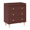M9023CRN,Babyletto,Lolly 3-Drawer Changer Dresser w/Removable Changing Tray in Crimson/Natural