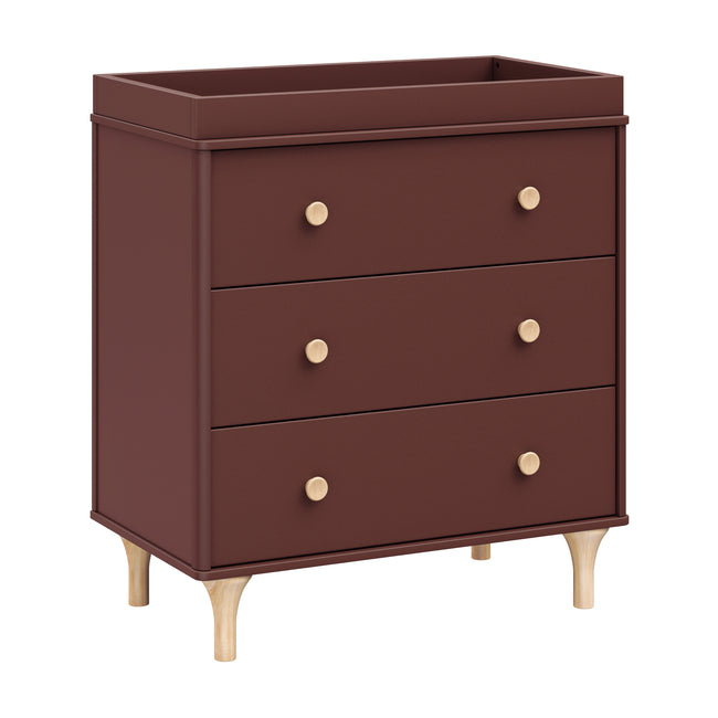 M9023CRN,Babyletto,Lolly 3-Drawer Changer Dresser w/Removable Changing Tray in Crimson/Natural