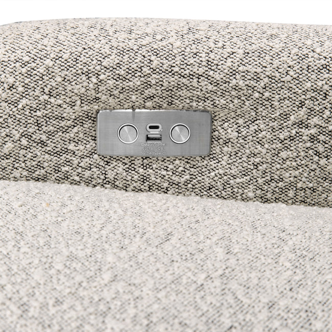 M23688BWB,Ubabub,Arc Glider Recliner w/ Electronic Control and USB in Black White Boucle w/ Light Wood Base