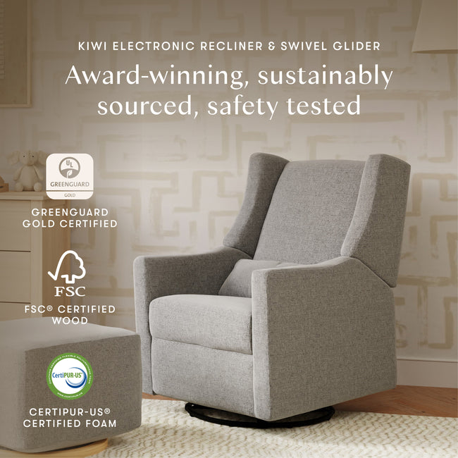 M11288PGEW,Babyletto,Kiwi Glider Recliner w/ Electronic Control and USB in Performance Grey Eco-Weave