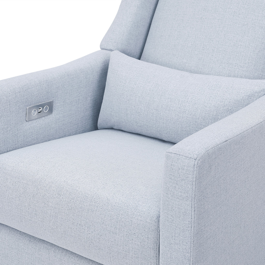 M11288PCETLB,Kiwi Glider Recliner w/ Electronic Control and USB in Performance Chambray Eco-Twill/Light Wood Base