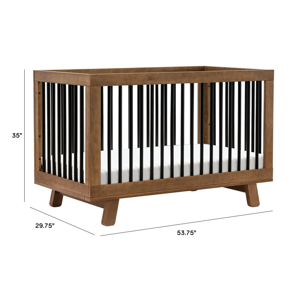 M4201NLB,Hudson 3-in-1 Convertible Crib w/ToddlerBedConversionKit in Natural Walnut/Black