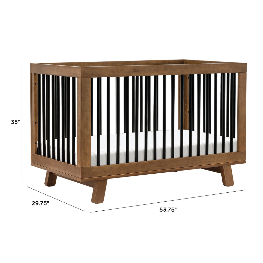 M4201NLB,Babyletto,Hudson 3-in-1 Convertible Crib w/ToddlerBedConversionKit in Natural Walnut/Black