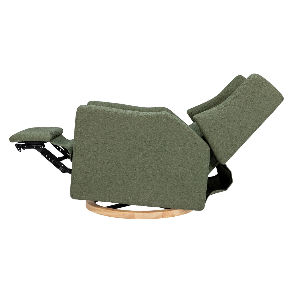 M11288OBLB,Babyletto,Kiwi Glider Recliner w/ Electronic Control and USB in Olive Boucle w/Light Wood Base