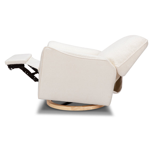 M24087CSHLB,Nursery Works,Sunday Power Recliner and Swivel Glider in Chantilly Fleece w/ Light Wood Base