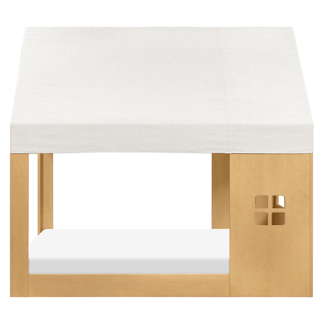 M32859FCS,Babyletto Kids,Uchi Montessori-Inspired House Full Bed Canopy in Fog Chatham Stripe Performance Eco-Weave