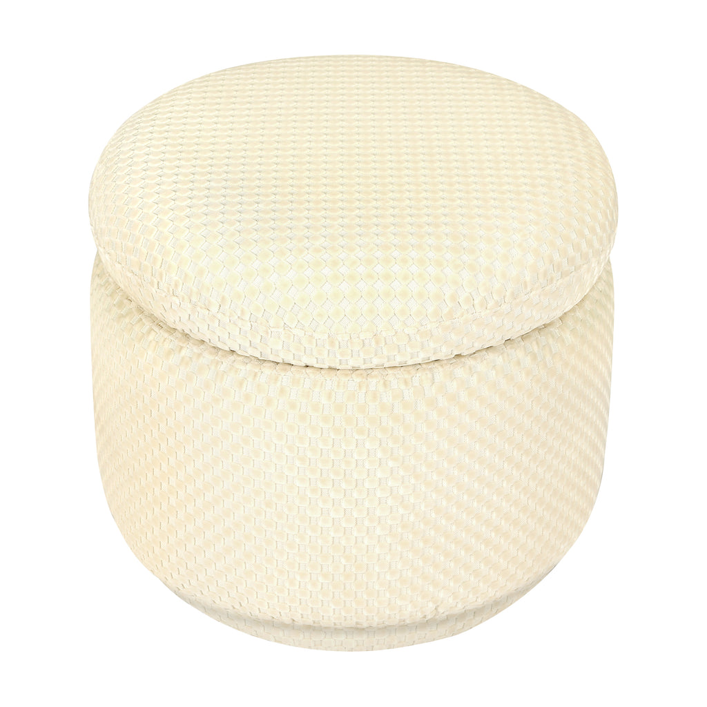 M22985IVC,Enoki Storage Ottoman in Ivory Velvet Checker