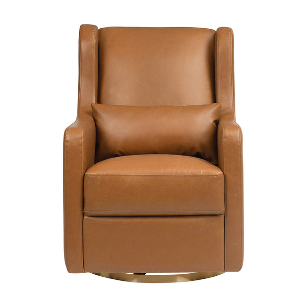 M22187TANG,Babyletto,Wally Swivel Glider in Tan Vegan Leather w/Gold Base