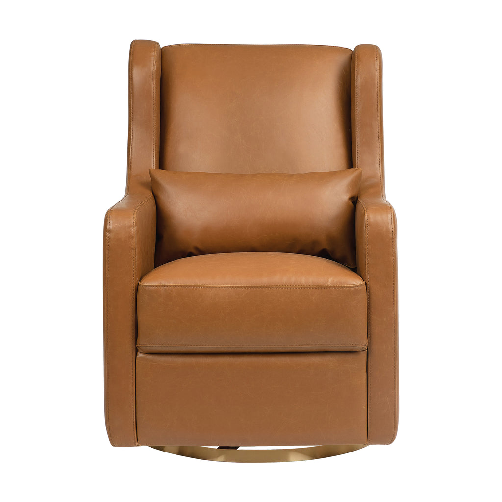 M22187TANG,Babyletto,Wally Swivel Glider in Tan Vegan Leather w/Gold Base