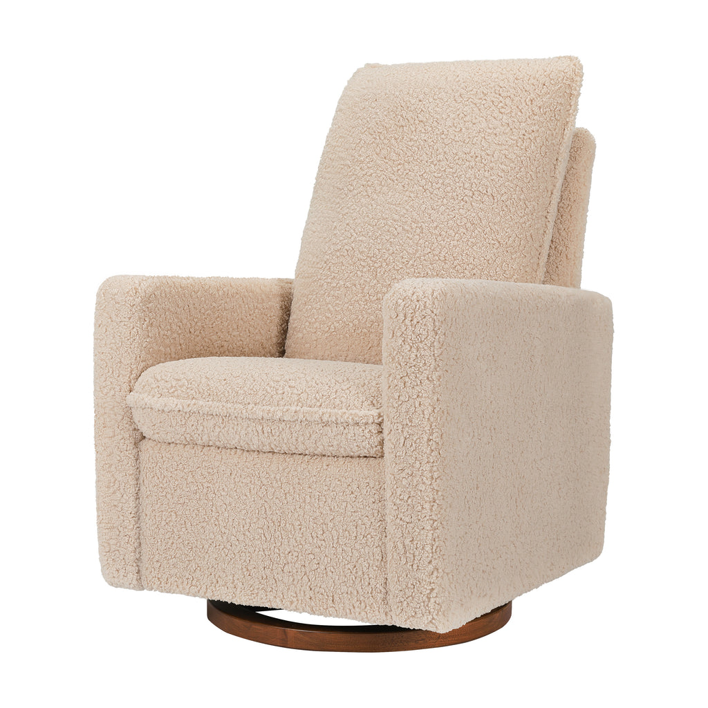 M20987CSGDB,Babyletto,Cali Pillowback Swivel Glider in Chai Shearling w/ Dark Wood Base