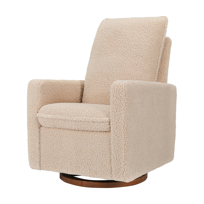 M20987CSGDB,Babyletto,Cali Pillowback Swivel Glider in Chai Shearling w/ Dark Wood Base