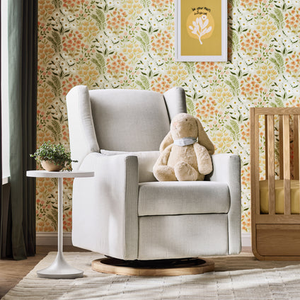 M11288FCSLB,Babyletto,Kiwi Glider Recliner w/ Electronic Control and USB in Fog Chatham Stripe Performance Eco-Weave w/LB