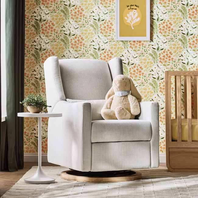 M11288FCSLB,Babyletto,Kiwi Glider Recliner w/ Electronic Control and USB in Fog Chatham Stripe Performance Eco-Weave w/LB