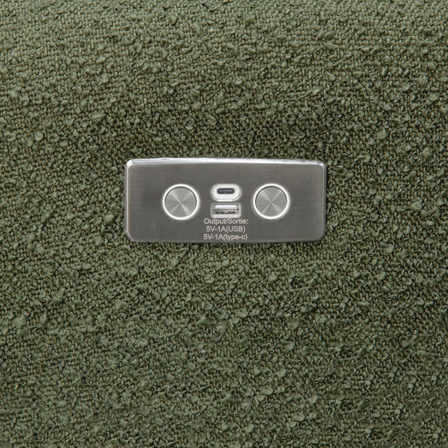 M11288OBLB,Babyletto,Kiwi Glider Recliner w/ Electronic Control and USB in Olive Boucle w/Light Wood Base