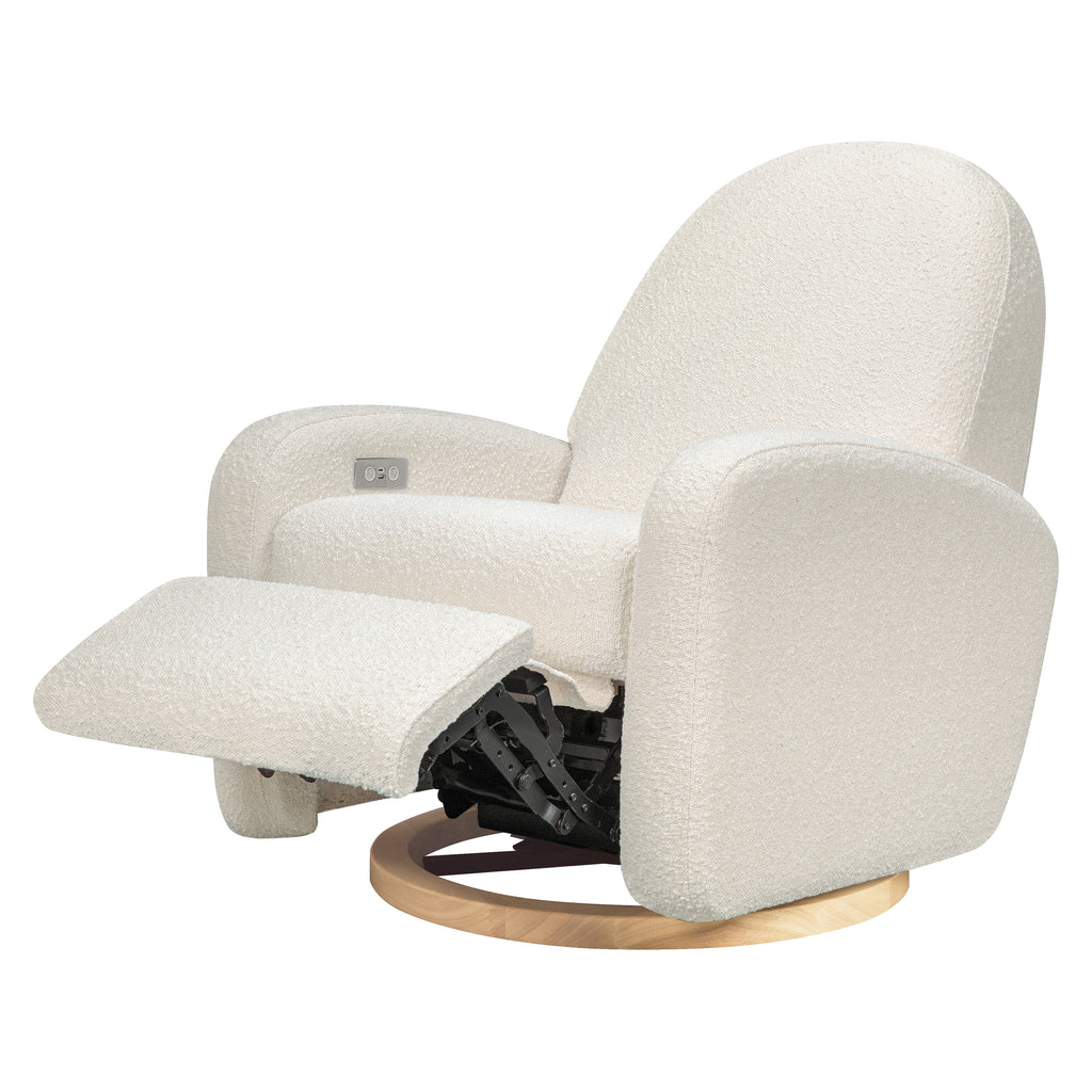 M23188WBLB,Babyletto,Nami Glider Recliner w/ Electronic Control and USB in Ivory Boucle w/Light Wood Base