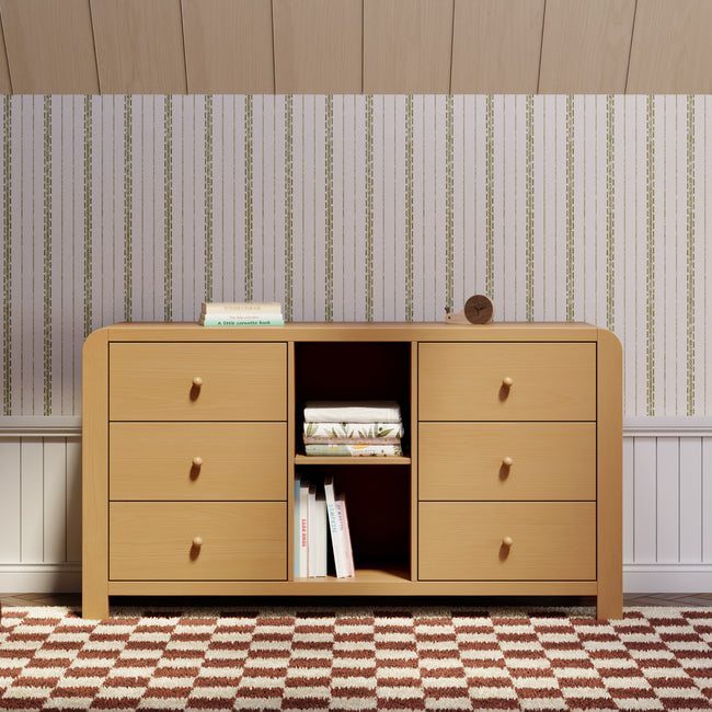 M18416HY,Babyletto Kids,TipToe 6-Drawer Assembled Dresser with Cubbies in Honey