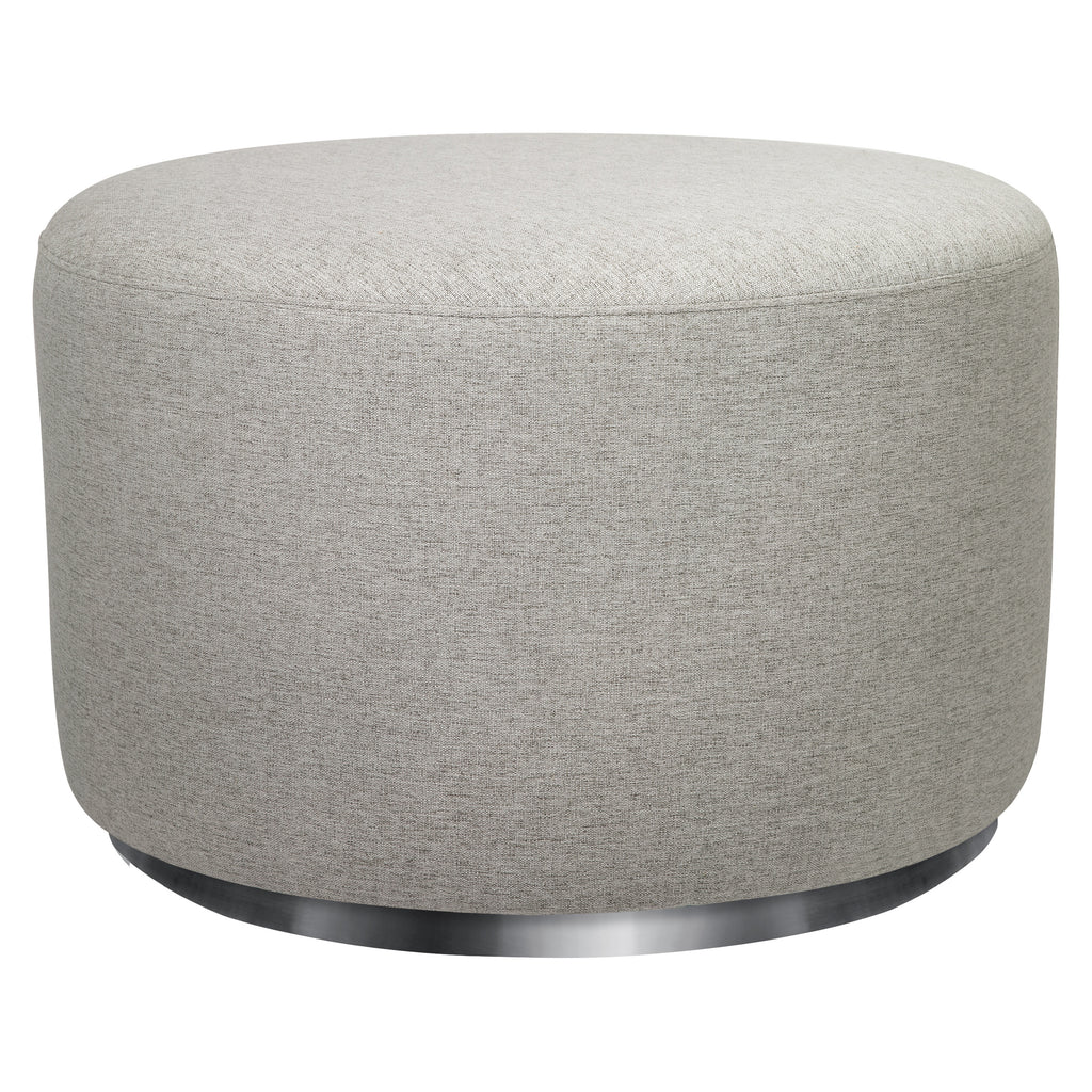 M10185PGEW,Babyletto,Tuba Gliding Ottoman in Performance Grey Eco-Weave w/Silver Base