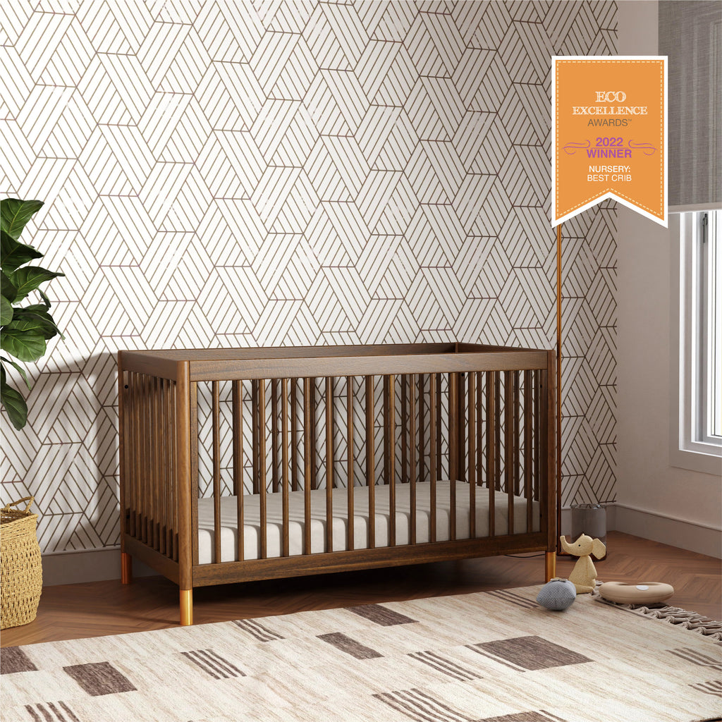 M12901NLGLD,Gelato 4-in-1 Convertible Crib w/Toddler Conversion Kit in Natural Walnut Gold Ft