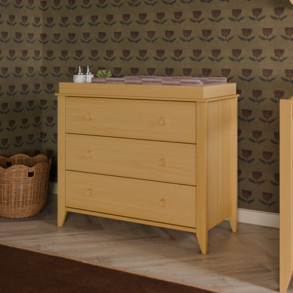 M10323HY,Babyletto,Sprout 3-Drawer Changer Dresser in Honey