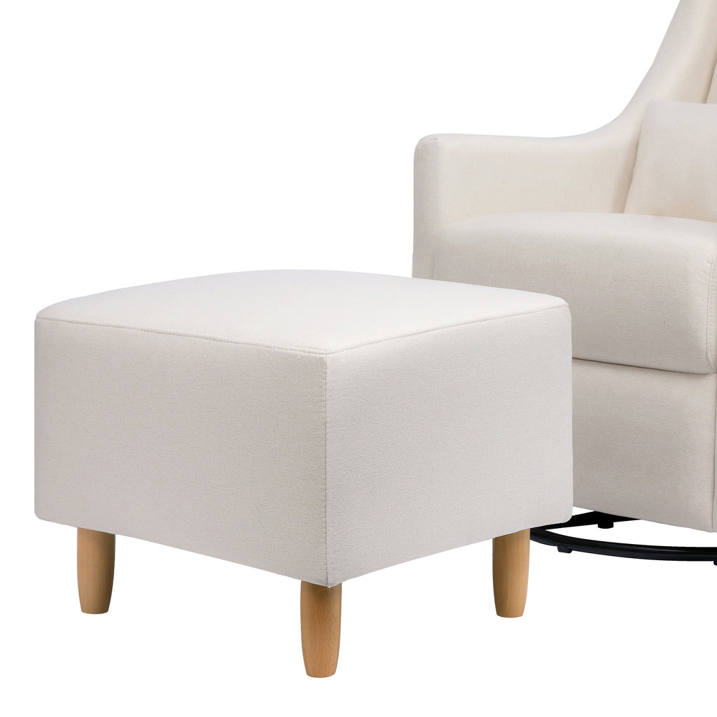 M11287PCMEW,Babyletto,Toco Swivel Glider and Ottoman in Performance Cream Eco-Weave w/Natural Feet