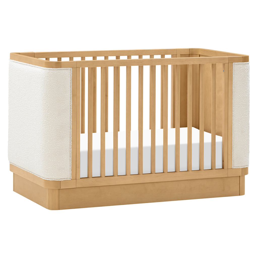 M26201HYWB,Bondi Boucle 4-in-1 Convertible Crib w/ Toddler Bed Kit in Honey with Ivory Boucle