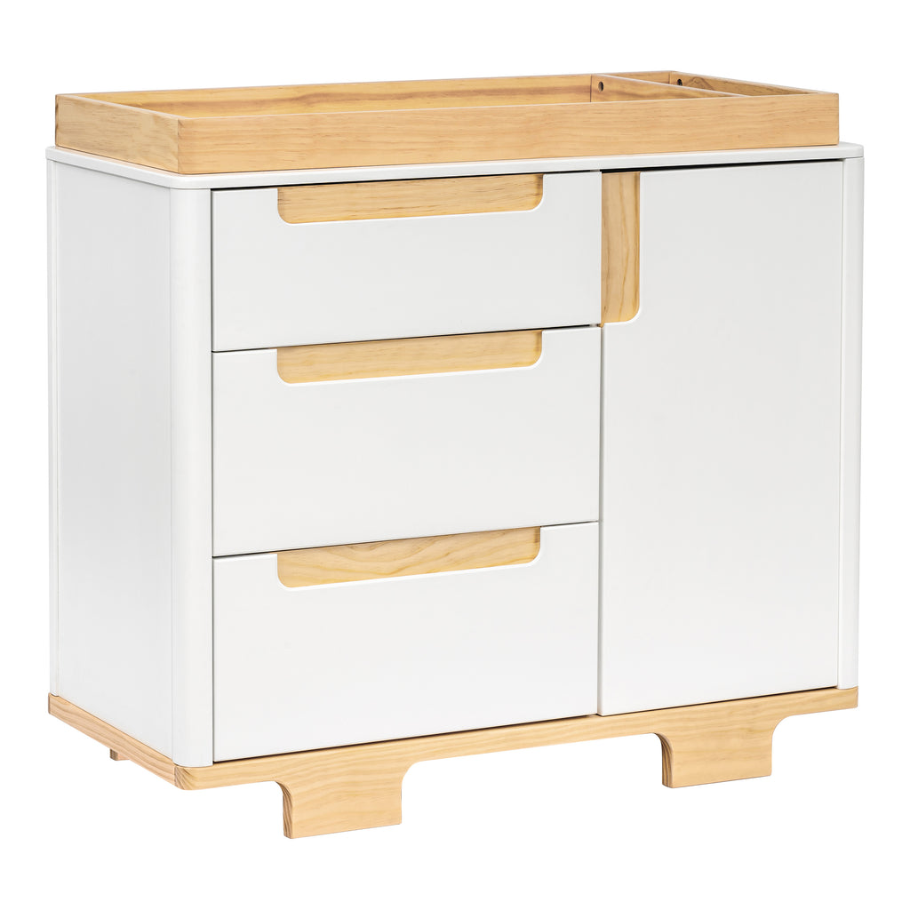 M23423WN,Yuzu 3-Drawer Changer Dresser in White/Natural