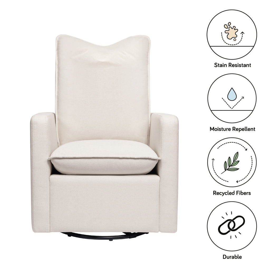 M20987PCMEW,Babyletto,Cali Pillowback Swivel Glider in Performance Cream Eco-Weave