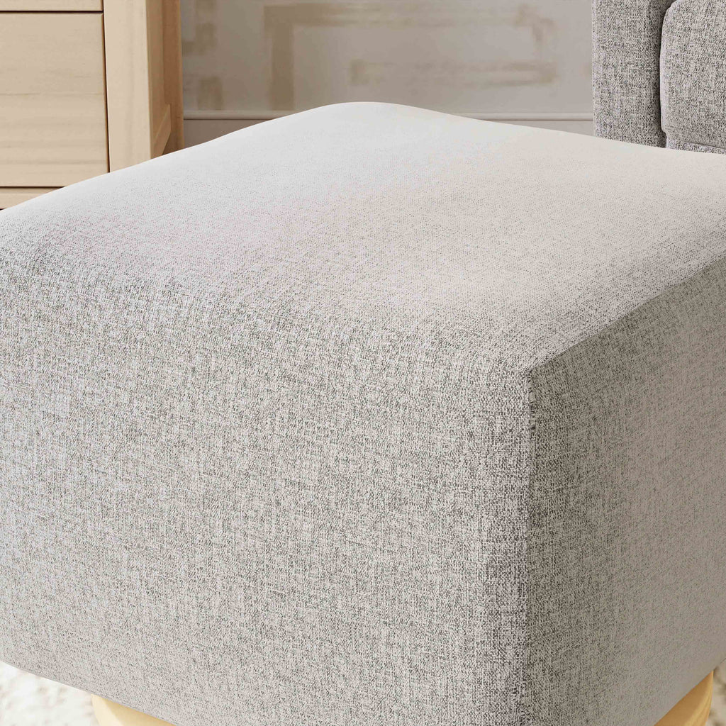 M26385PGEWLB,Babyletto,Kiwi Gliding Ottoman in Performance Grey Eco-Weave w/ Light Wood Base