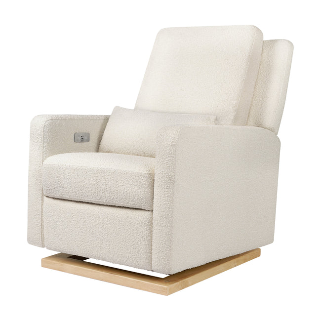 M23085WBLB,Babyletto,Sigi Glider Recliner w/ Electronic Control and USB in Ivory Boucle w/Light Wood Base