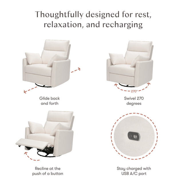 M33988PCMEW,Babyletto,Nori Glider Recliner w/ Electronic Control and USB in Performance Cream Eco-Weave